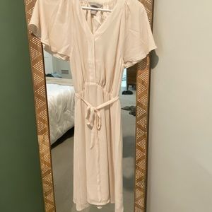 H&M cream tie front chiffon dress
